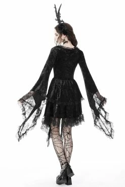 DARK IN LOVE Vampire Veins Velvet Dress -AKUMU INK shop Black Velvet Sexy Dress