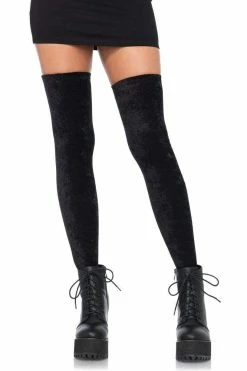 LEG AVENUE Goth GF Velvet Thigh Highs