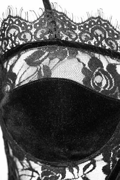 DEVIL FASHION Lore Lace Crop Top -AKUMU INK shop Black Velvet Top