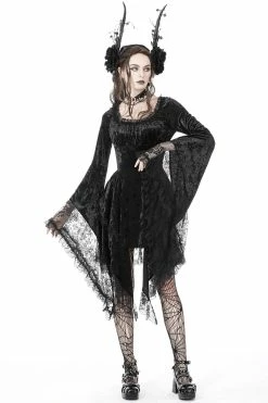 DARK IN LOVE Vampire Veins Velvet Dress -AKUMU INK shop Black Velvet Witches Dress