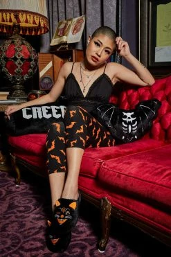 SOURPUSS Furry Jinx The Cat Slippers -AKUMU INK shop Black cat shoes