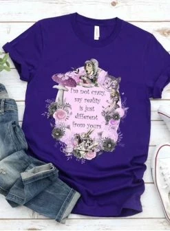 Gallery Serpentine Cheshire Cat Quote T-shirt -AKUMU INK shop CHESHIRECATCRAZYQUOTEPURPLE