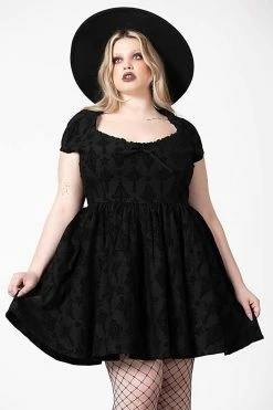 KILLSTAR Crossed Chloe Flocked Skater Dress -AKUMU INK shop CROSSED CHLOE FLOCKED SKATER DRESS PLUS W B x1600 662b5539 a301 4e17 bedc d4e44ae33005