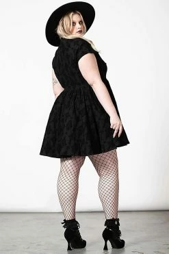 KILLSTAR Crossed Chloe Flocked Skater Dress -AKUMU INK shop CROSSED CHLOE FLOCKED SKATER DRESS PLUS W E x1600 b0675315 b6d9 4c85 ad8f c534a9dfd491