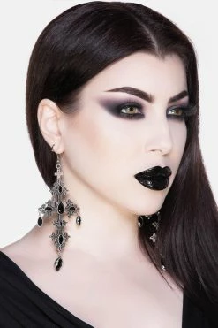 KILLSTAR Crossed Desire Earrings [Silver]