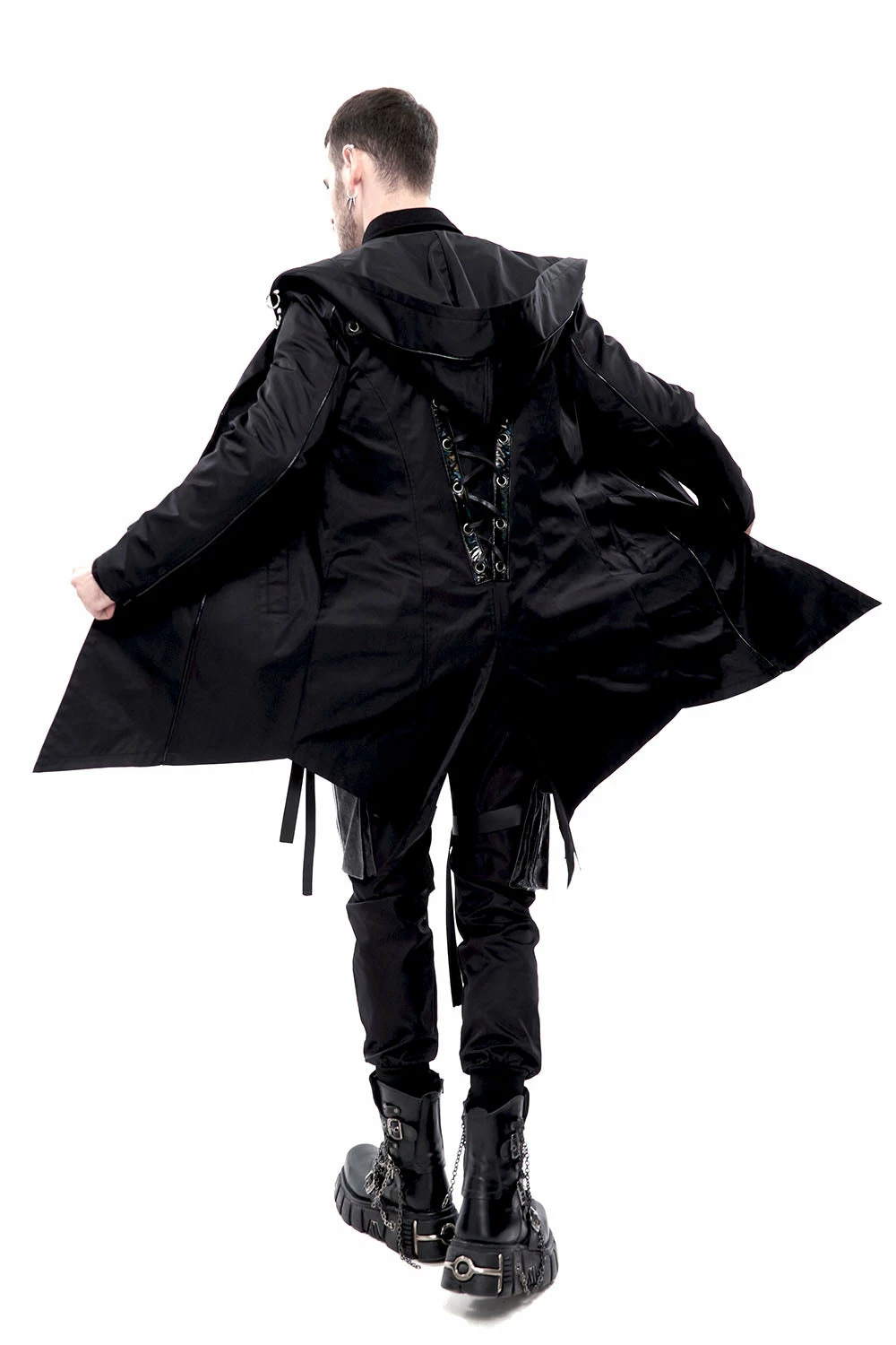 DEVIL FASHION Black Butcher Pierced Coat 4 DEVIL FASHION Black Butcher Pierced Coat - Image 2