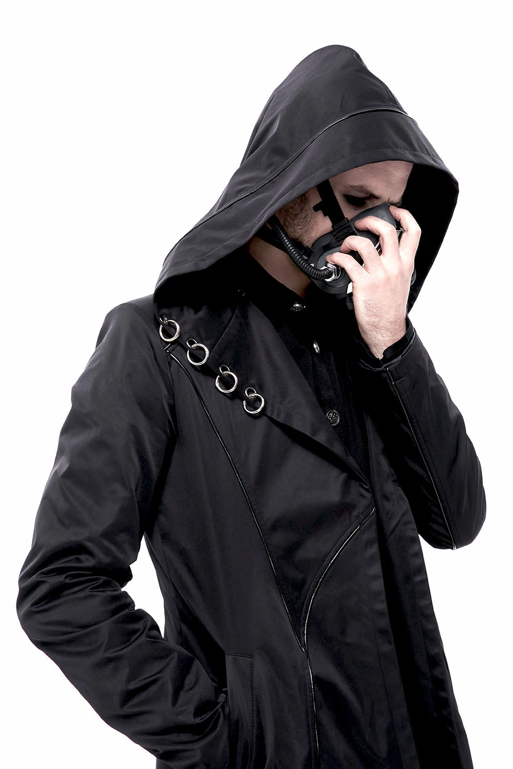 DEVIL FASHION Black Butcher Pierced Coat 7 DEVIL FASHION Black Butcher Pierced Coat - Image 5