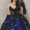 Gallery Serpentine Coloured Lights Dark Fairytale Skirt -AKUMU INK shop ColouredLightsGothicFairytaleskirtwornbackwards