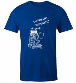 Victorian And Steampunk Blue Dalek Needs Caffeine Meme Tee -AKUMU INK shop DALEK CAFFIENEATE MENS BLUE