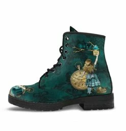 Gallery Serpentine Alice In Wonderland Green, Vegan Women's Boots, FREE Shipping -AKUMU INK shop DGA1GREENALICEBOOTS5