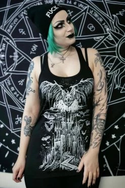 VampireFreaks Vampire Castle Tee [BLACK/WHITE] [Multiple Styles Available] -AKUMU INK shop Dark Gothic Tank