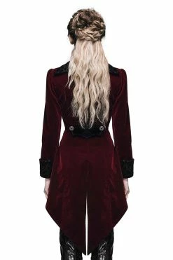 DEVIL FASHION Crimson Blood Victorian Goth Coat -AKUMU INK shop Dark Shadow Jacket