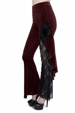 DEVIL FASHION Red Wine Velvet Bell Bottoms -AKUMU INK shop EPT01102 12