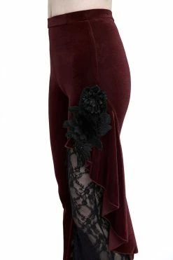 DEVIL FASHION Red Wine Velvet Bell Bottoms -AKUMU INK shop EPT01102 13