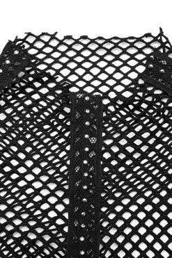 PUNK RAVE Club Creature Fishnet Top [BLACK] -AKUMU INK shop Emo Fishnet Top