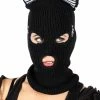 Too Fast Kitty Cat Ears Embroidered Balaclava Ski Mask -AKUMU INK shop Emo Knitted Beanie