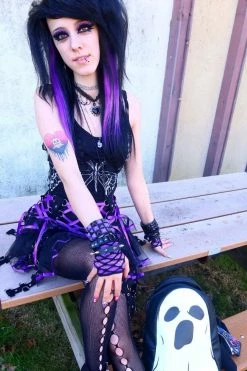 Popsoda Chai Mini Skirt [BLACK/PURPLE] -AKUMU INK shop Emo Outfit Inspo
