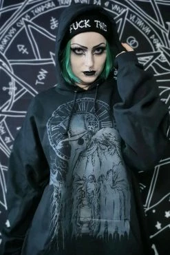 VampireFreaks Plague Doctor Hoodie [Zipper Or Pullover] -AKUMU INK shop Emo Oversized Pullover Hoodie