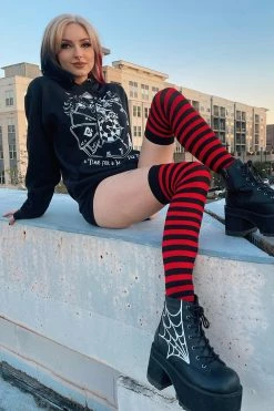 VampireFreaks Alice In Wonderland Clock Hoodie [Zipper Or Pullover] -AKUMU INK shop Emo Pullover