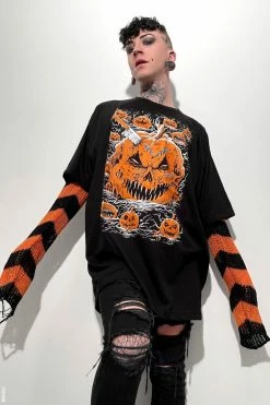 VampireFreaks Possessed Pumpkin Patch Tee [Multiple Styles Available] -AKUMU INK shop Emo Pumpkin T SHirt