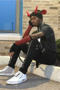 TRIPP NYC Tripp Straight-Leg Bondage Pants [Black] -AKUMU INK shop EmoAesthetic