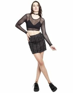 Tripp NYC Long Sleeve Crop Fishnet Top 9 Tripp NYC Long Sleeve Crop Fishnet Top -AKUMU INK shop FN4617 BLK FL