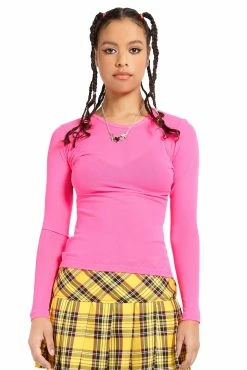 TRIPP NYC Tripp Ladies Long Sleeve Fishnet Shirt [Pink]