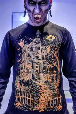 VampireFreaks Haunted Mansion Tee [Pumpkin Orange] -AKUMU INK shop Finalhalloween1