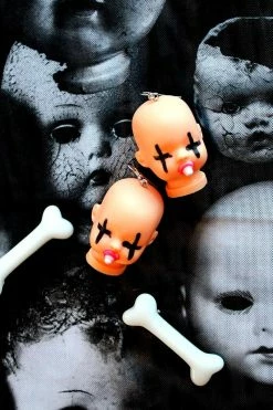 Tentacle Vomit Beheaded Baby Doll Head Earrings