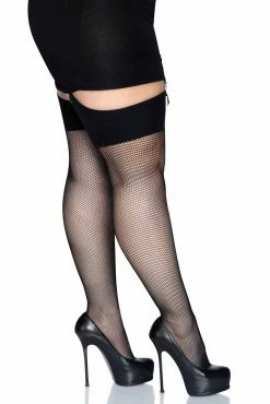 LEG AVENUE Vamp Fishnet Thigh Highs [PLUS SIZE] -AKUMU INK shop Fishnet Tights Queen Size
