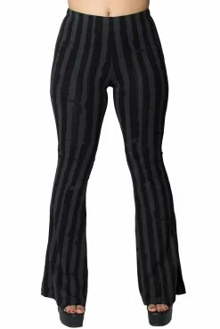 Kreepsville Distressed Stripe Grey Flare Leggings