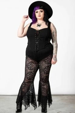 KILLSTAR Spectral Lure Bell Bottoms -AKUMU INK shop GOTH SPECTURAL LURE LACE BOTTOMS PLUS