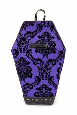 Rock Rebel Damask Coffin Backpack [PURPLE]