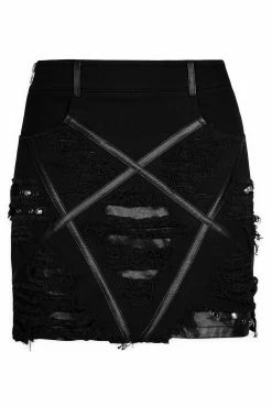 PUNK RAVE Little Black Raincloud Mini Skirt -AKUMU INK shop Goth Bodycon Skirt