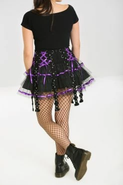 Popsoda Chai Mini Skirt [BLACK/PURPLE] -AKUMU INK shop Goth Raver Skirt