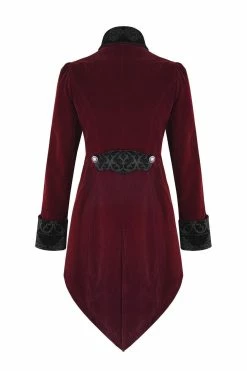 DEVIL FASHION Crimson Blood Victorian Goth Coat -AKUMU INK shop Goth Vamp Coat