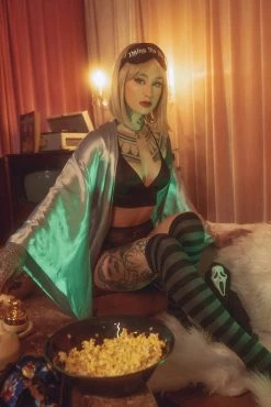 LIVELY GHOSTS Dying To Sleep Silk Sleep Mask [BLACK] -AKUMU INK shop Gothabilly Sleep Mask