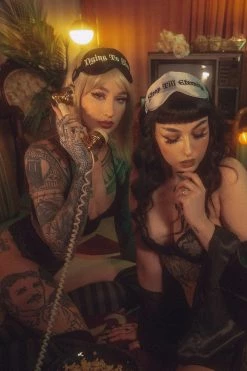 LIVELY GHOSTS Dying To Sleep Silk Sleep Mask [BLACK] -AKUMU INK shop Gothic Accessories