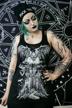 VampireFreaks Vampire Castle Tee [BLACK/WHITE] [Multiple Styles Available] -AKUMU INK shop Gothic Bat Tank Top