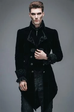 DEVIL FASHION Black Blood Velvet Coat [BLACK]