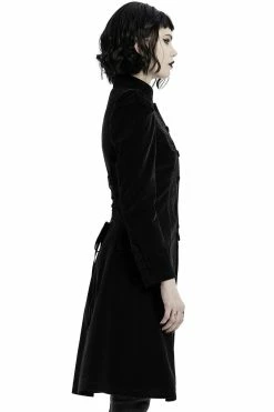 PUNK RAVE Black Dahlia Velvet Coat [BLACK] -AKUMU INK shop Gothic Cosplay Outfit