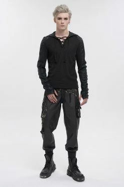 DEVIL FASHION Grim Death Hooded Top -AKUMU INK shop Gothic Punk Mens Shirt