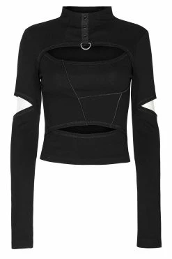 PUNK RAVE Doll Stitches Hollow-Out Top[BLACK] -AKUMU INK shop Gothic Shirt for women