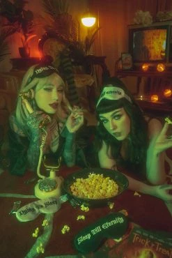 LIVELY GHOSTS Dying To Sleep Silk Sleep Mask [BLACK] -AKUMU INK shop Gothic Sleepwear