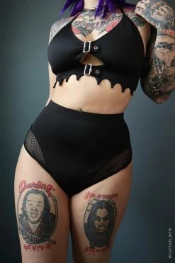 FOREST INK High Waisted Fishnet Bikini Bottoms 13 FOREST INK High Waisted Fishnet Bikini Bottoms -AKUMU INK shop Gothic Swimsuit