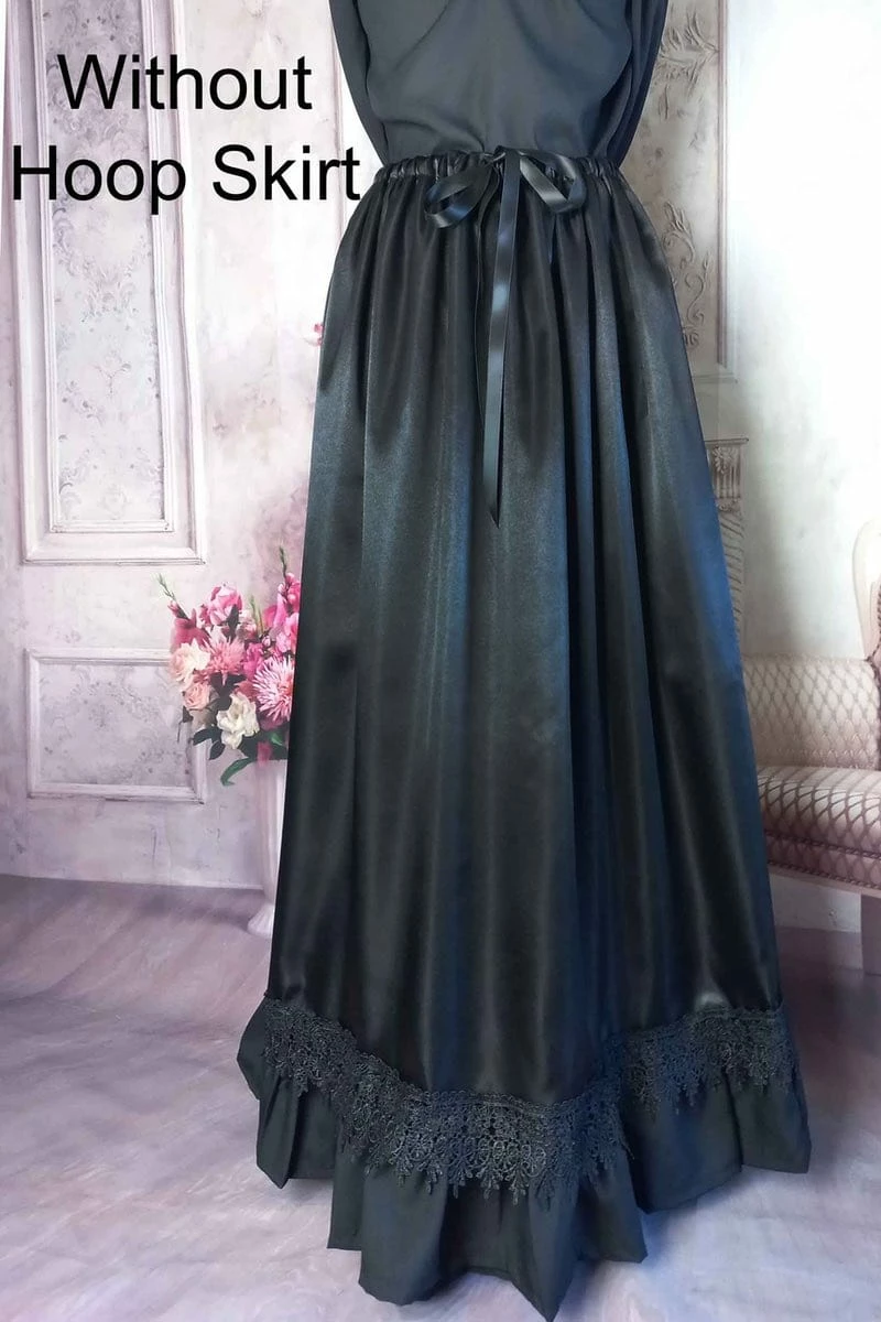 Gallery Serpentine Full Length Black Satin Gothic Majestica Petticoat Skirt 3 Gallery Serpentine Full Length Black Satin Gothic Majestica Petticoat Skirt