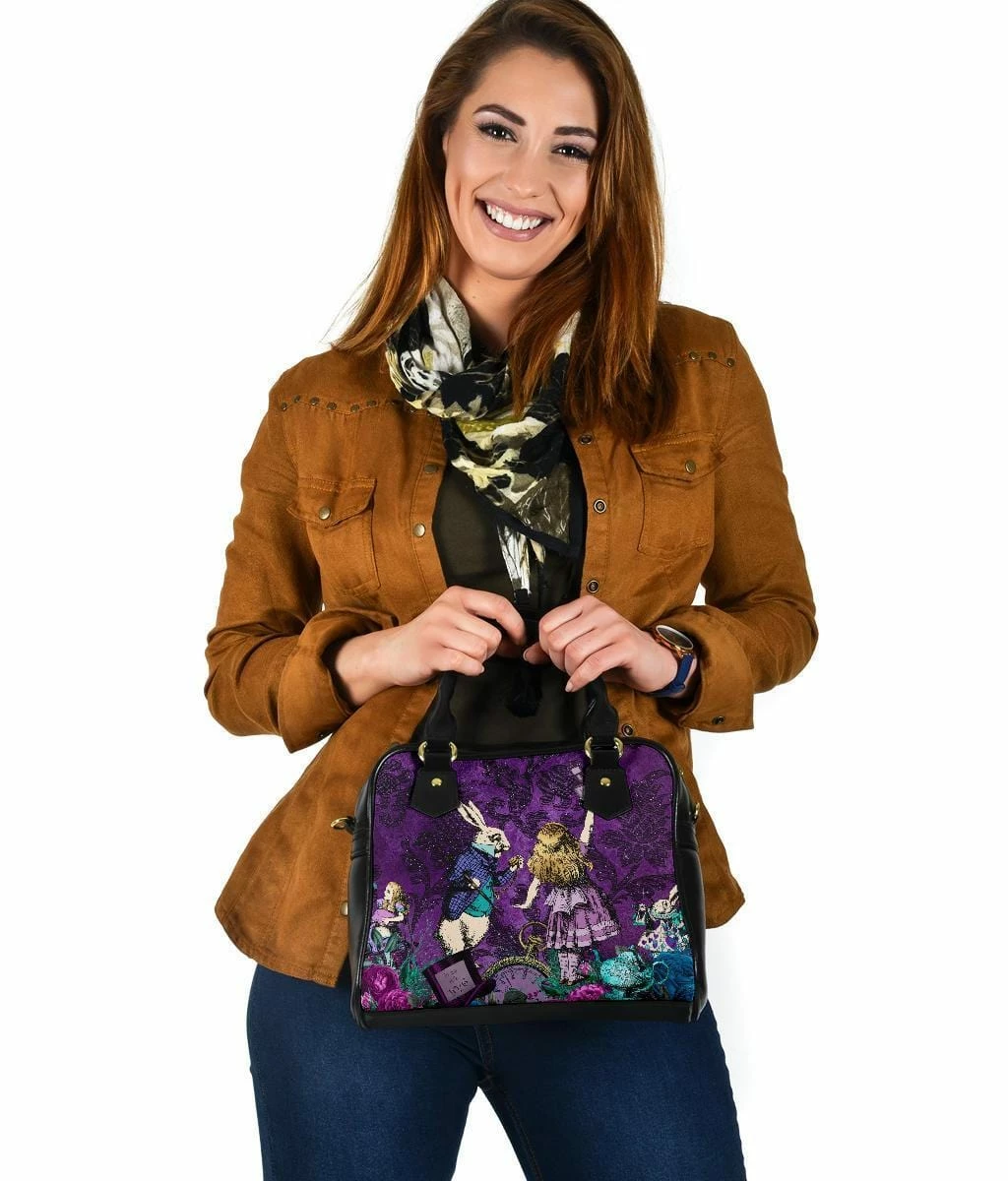 Gallery Serpentine Alice In Wonderland Purple Damask Gothic Handbag 4 Gallery Serpentine Alice In Wonderland Purple Damask Gothic Handbag - Image 2