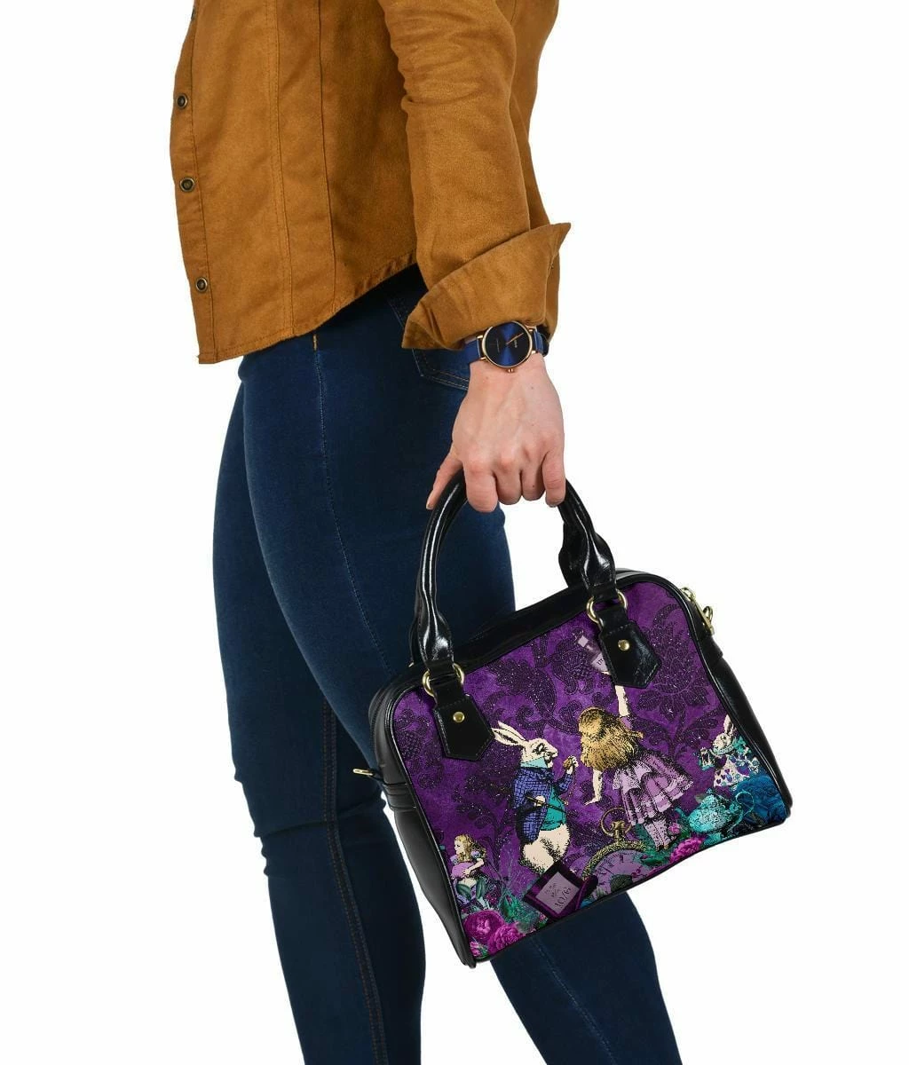 Gallery Serpentine Alice In Wonderland Purple Damask Gothic Handbag 6 Gallery Serpentine Alice In Wonderland Purple Damask Gothic Handbag - Image 4