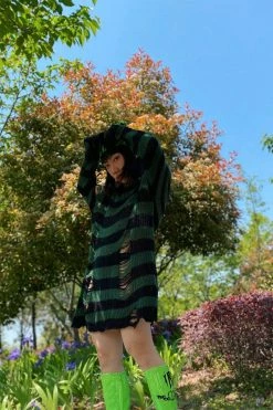 Catalyst Dark Forest Green/Black Striped Distressed Sweater 10 Catalyst Dark Forest Green/Black Striped Distressed Sweater -AKUMU INK shop Hc0946a8486fb43fab0702d93f37585daXcopy