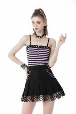 DARK IN LOVE High Waisted Punk Pleated Skirt